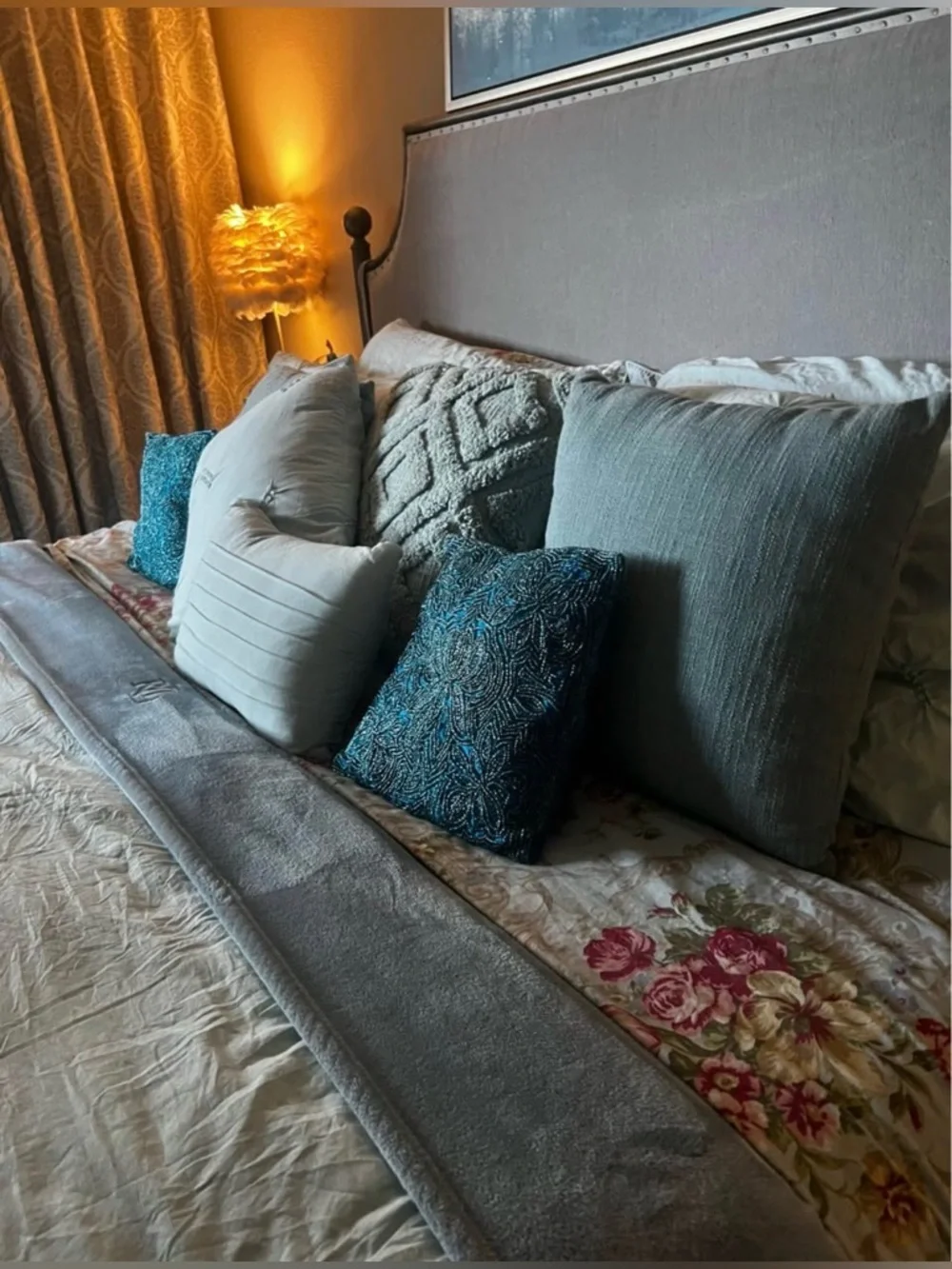 King mint Cotton Comforter Set 3pc Tuft Minimal Luxury with accent pillows 8pc